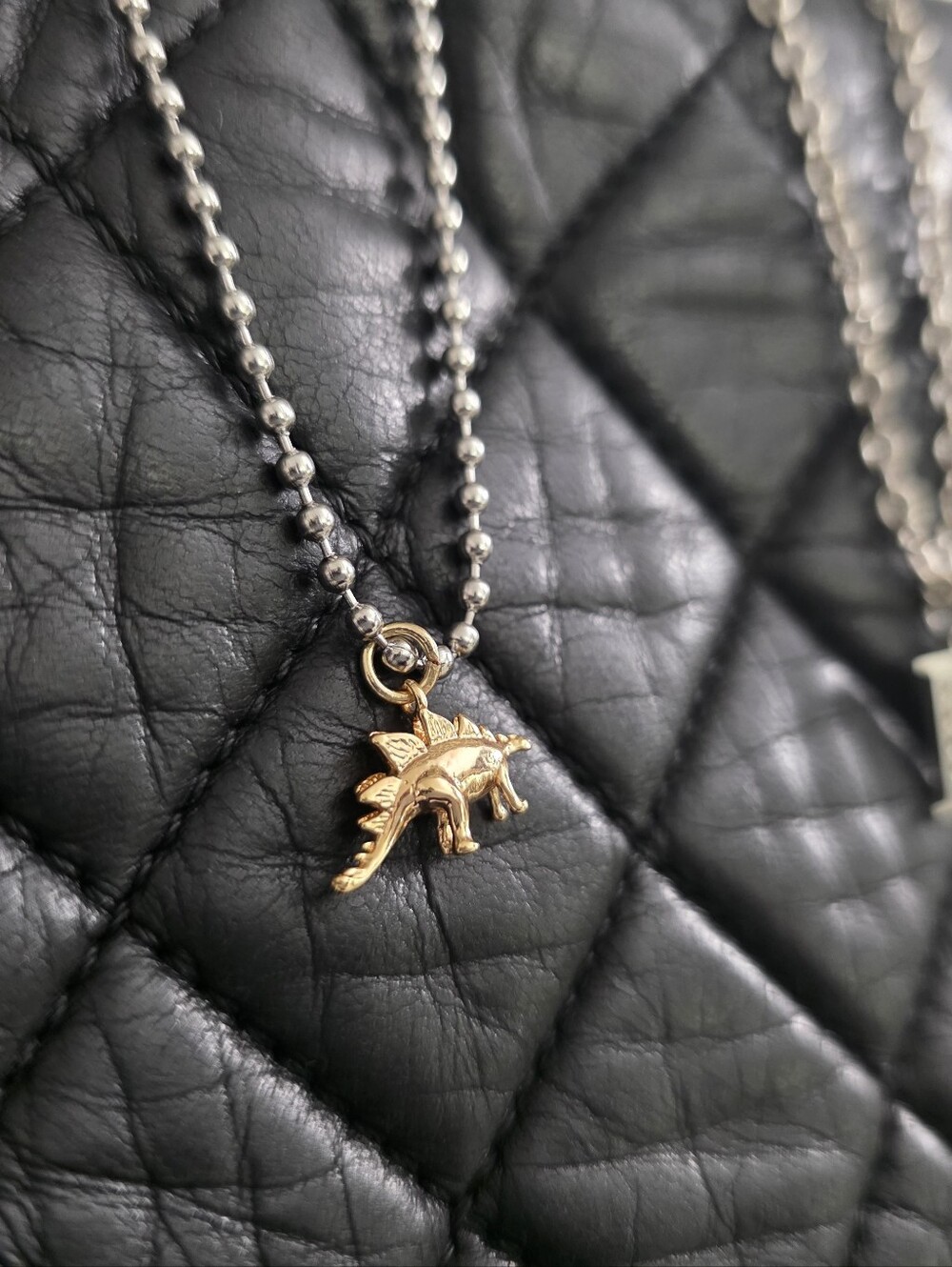 Stegosaurus Charm On Ball Chain Necklace